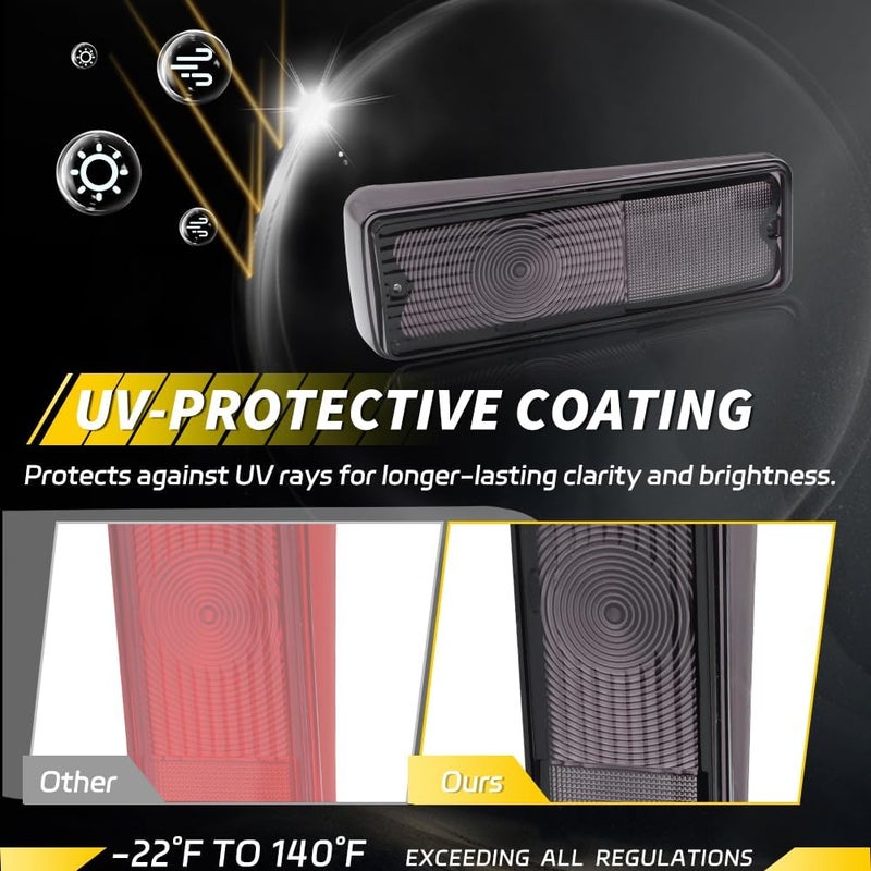 VYNTRAL Tail Light Lamp Lens Compatible with 1967-1972 Chevrol-et Panel Truck (C/K), Chevrol-et Suburban (C/K), GMC Suburban (C/K), Rear Bumper Reflector Light Lens [No Bulbs], 2 PCS, Smoked Lens - Image 3